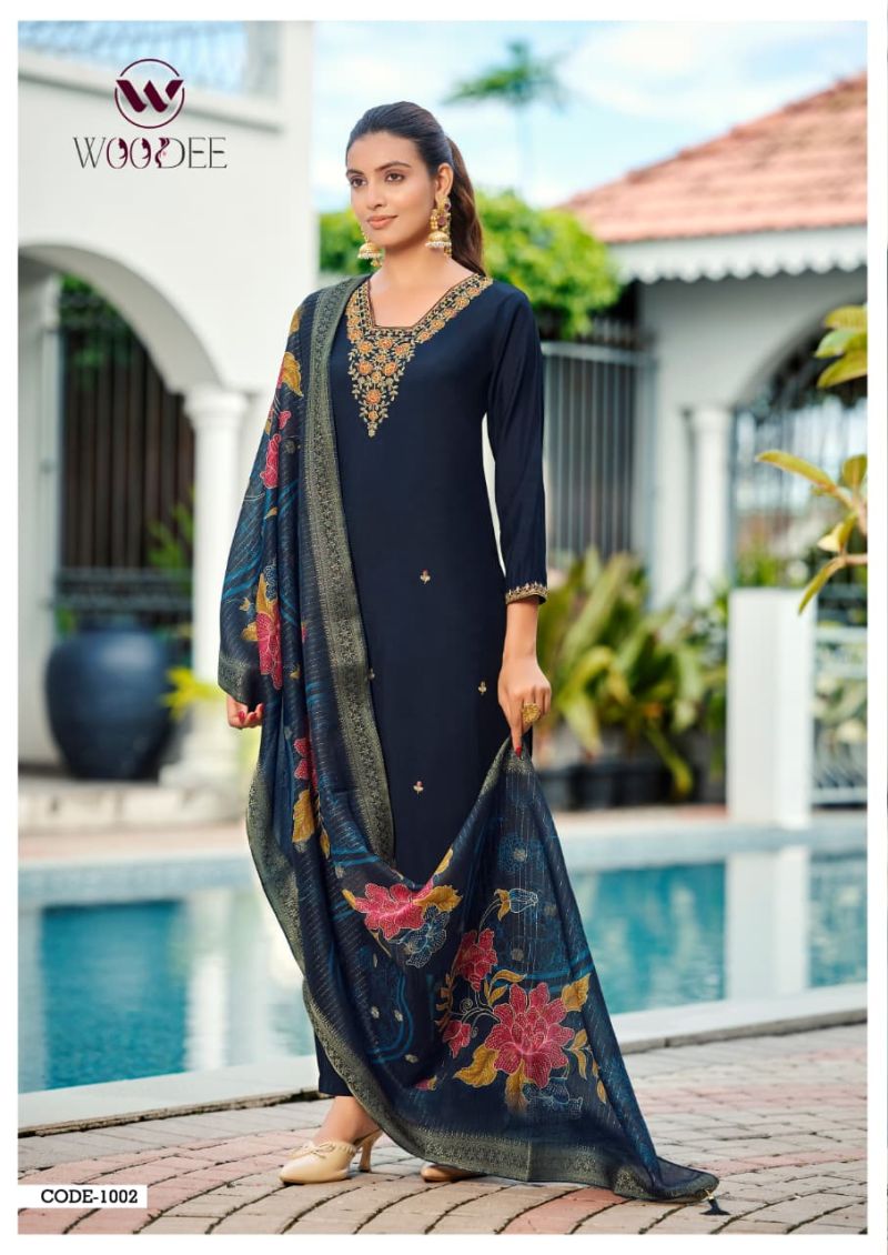 Devika By Woodee Viscose Roman Kurti With Bottom Dupatta