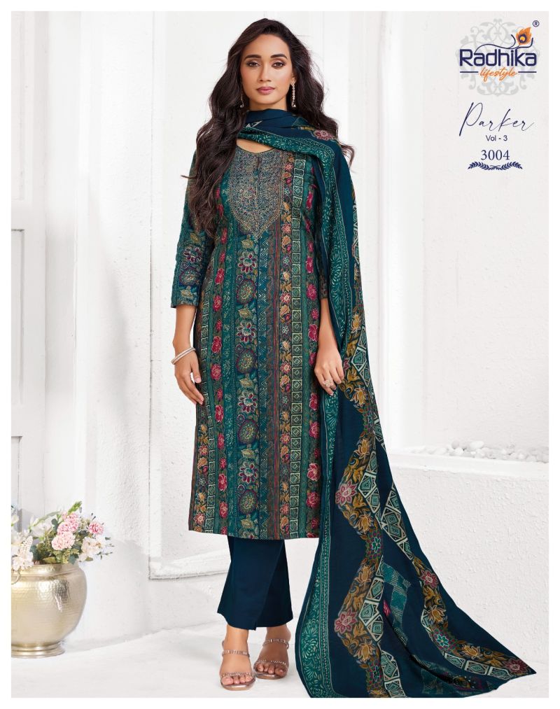 Parker Vol 3 By Radhika Jam Foil Print Kurti With Bottom Dupatta