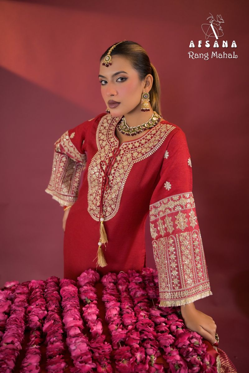 Rang Mahal By Afsana Rose Gold Crush Readymade Suits