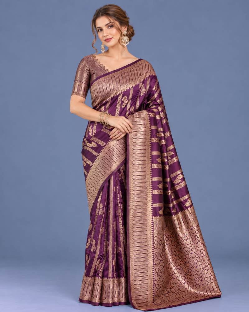 Schc Swara N Soft Lichi Banarasi Silk Wedding Saree