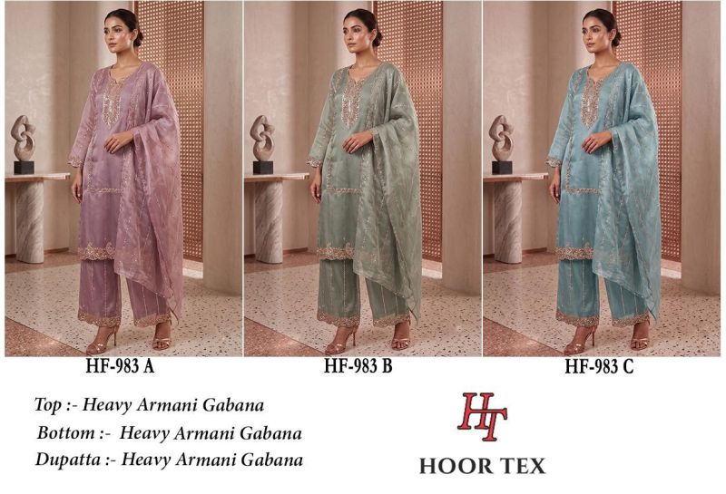 Hoor Tex 983 A To C Armani Gabana Embroidery Salwar Kameez