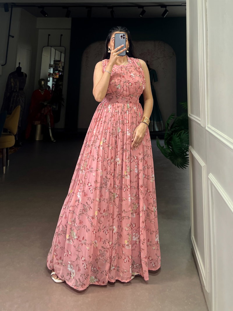 chinese dress ladies Orange Striped Layered Ethnic Maxi Dress