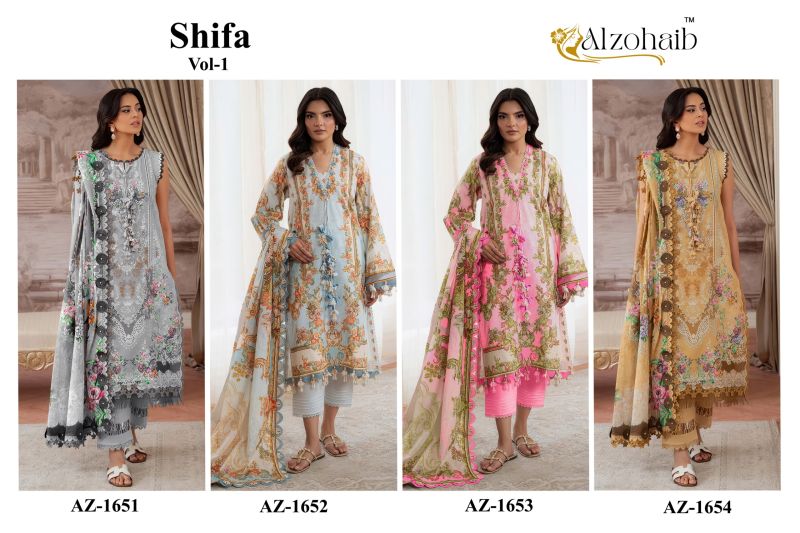 Shifa Vol 1 By Alzohaib Cotton Dupatta Cotton Salwar Kameez