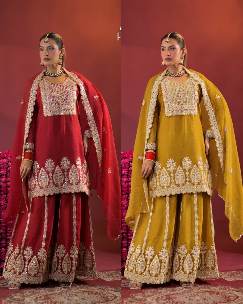 Rangrez By Afsana Rose Gold Crush Readymade Suits