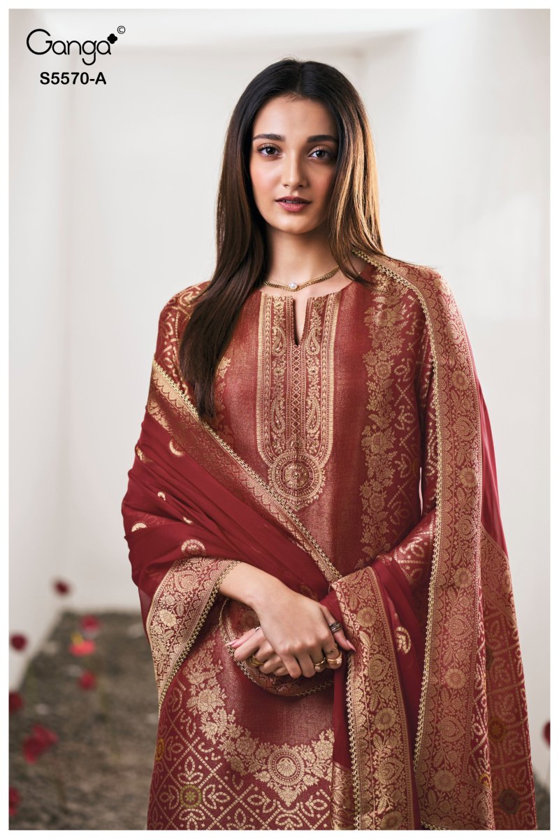 Mairya 5570 By Ganga Bemberg Giraffe Silk Salwar Kameez 