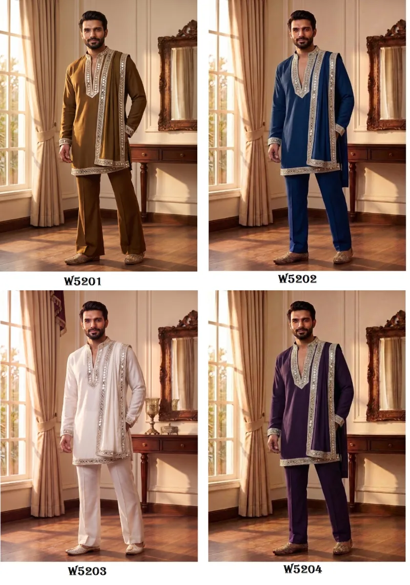 Outluk Wedding Vol 52 Heavy Lachaka Mens Kurta Pajama With Dupatta 