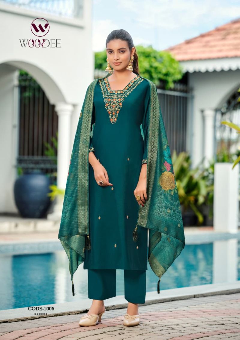 Devika By Woodee Viscose Roman Kurti With Bottom Dupatta