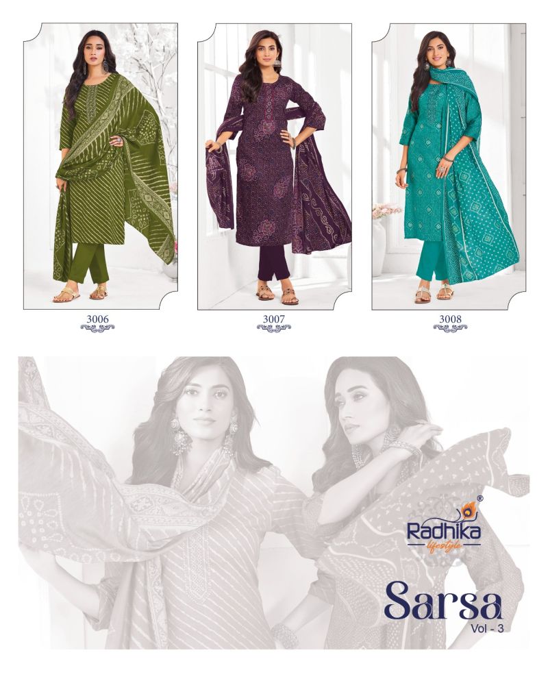 Sarsa Vol 3 By Radhika Jam Satin Kurti With Bottom Dupatta 