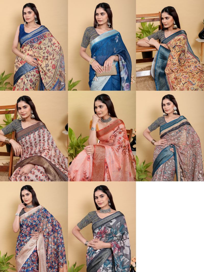 Scgt Gunjan B Linen Woven Jacquard Printed Fancy Saree