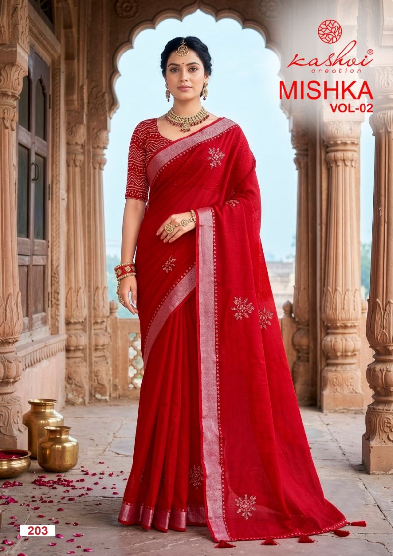 Mishka Vol 2 By Kashvi Linen Silk With Diamond Work Saree 