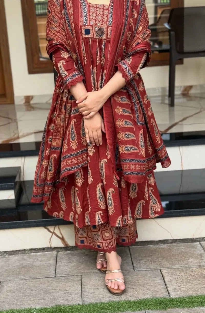 Dhruvi 530 Viscose Anarkali Printed Kurti With Bottom Dupatta
