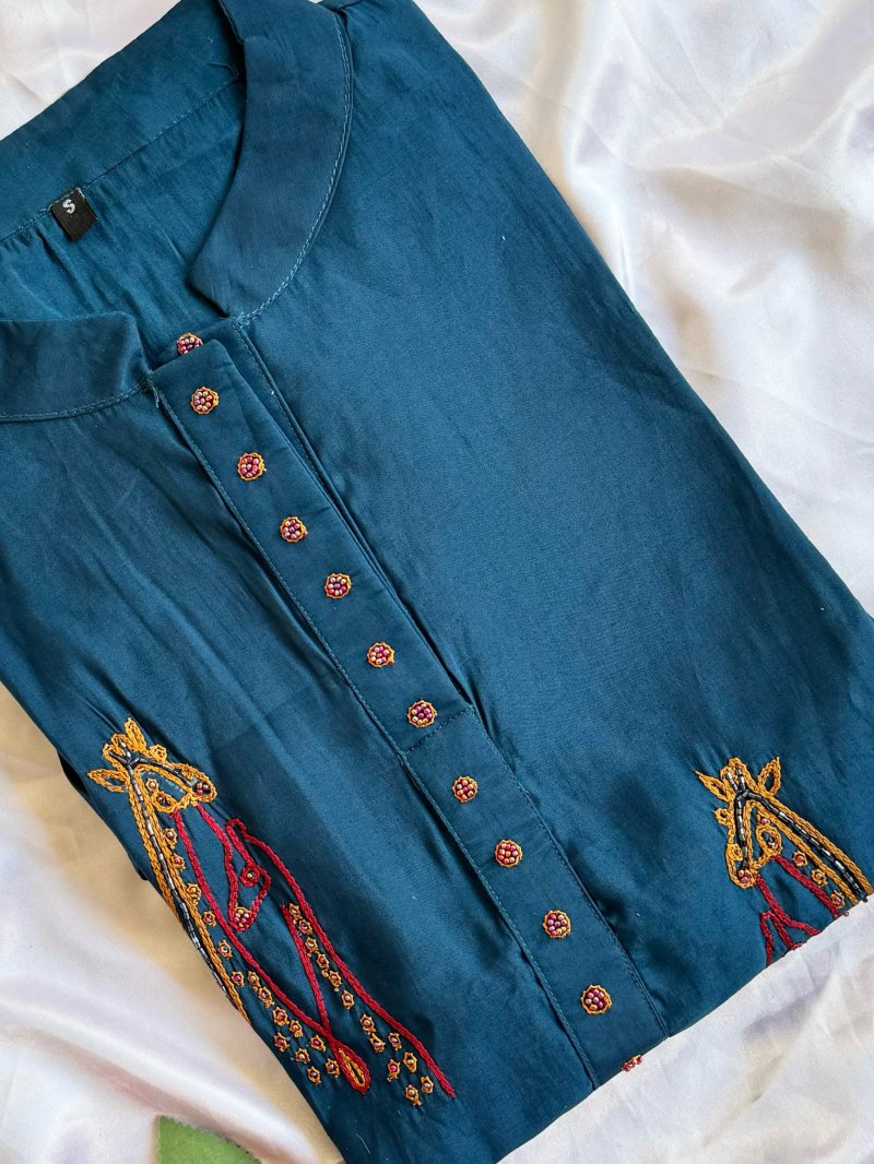 Mann Designer Handwork Cotton Short Kurti With Bottom Wholesale Price ...