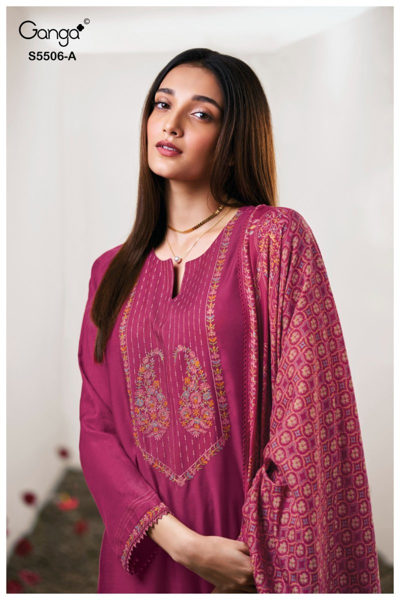 Kanita 5506 By Ganga Bemberg Silk Pashmina Dress Material