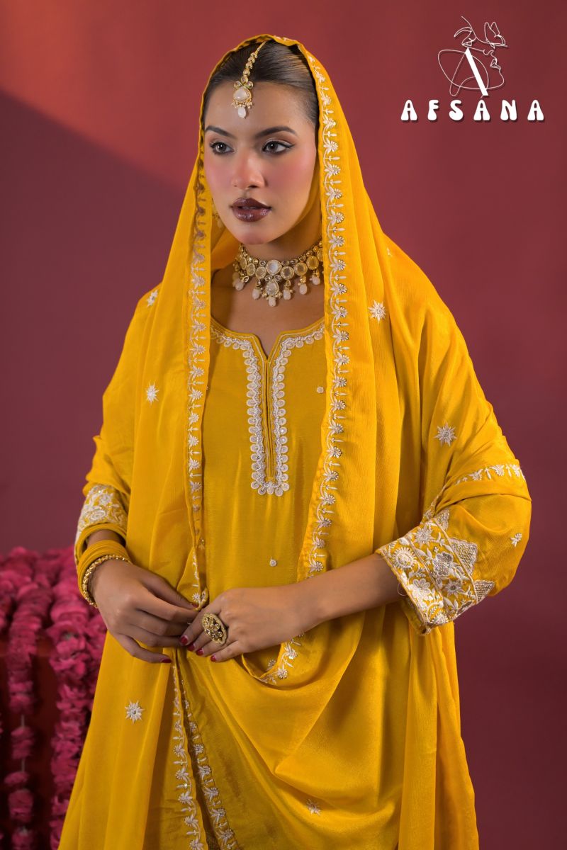 Gajari By Afsana Chinon Dyed Readymade Suits