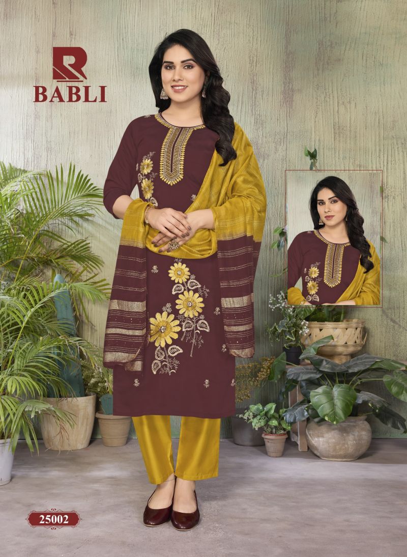 Babli By Raashi Roman Silk Embroidery Kurti With Bottom Dupatta