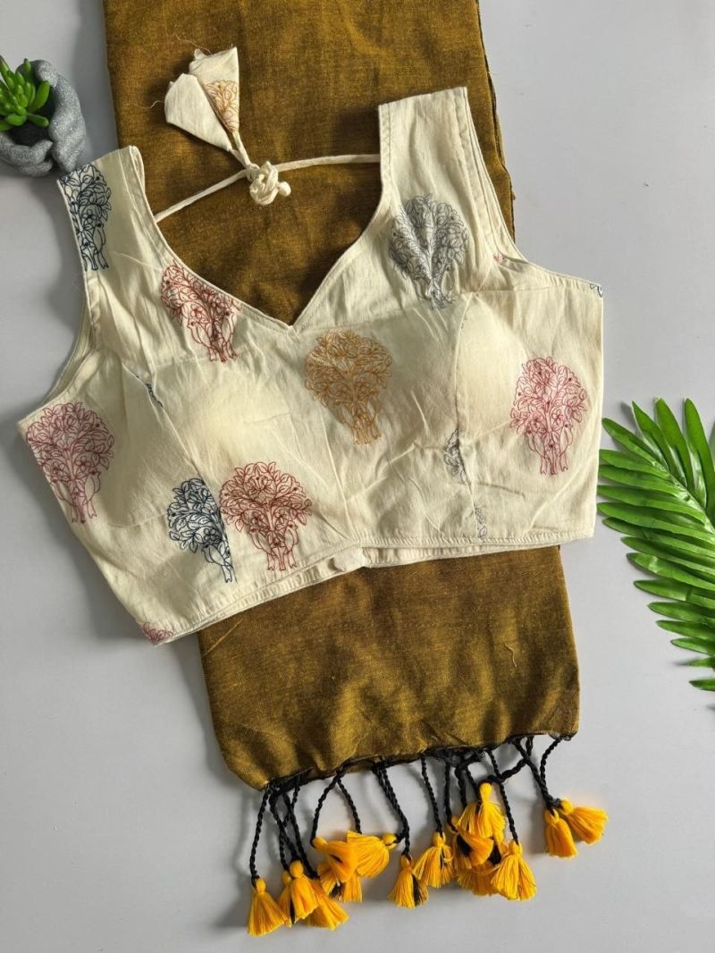 Khadi Hk 42 Vol 2 Khadi Cotton Saree With Cotton Blouse