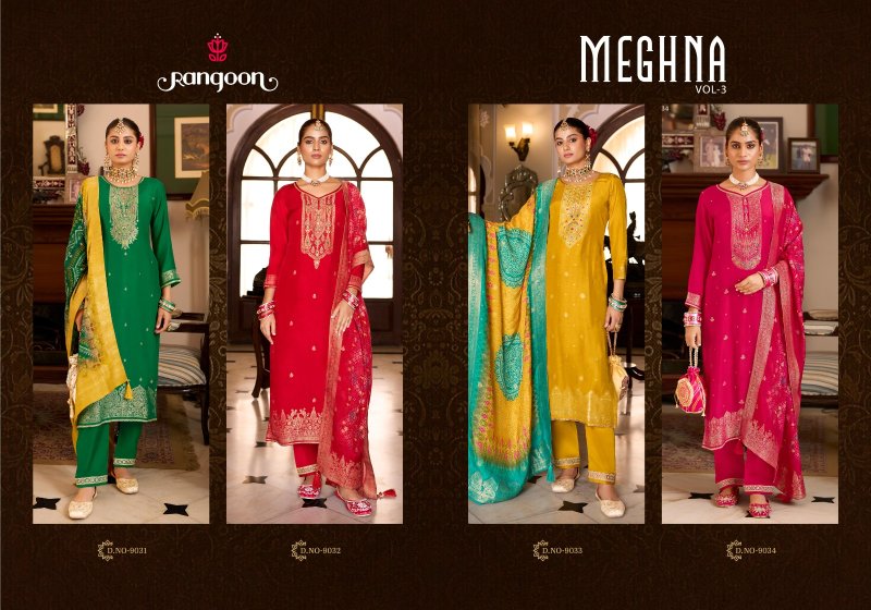 Meghana Vol 3 By Rangoon Jacquard Kurti With Bottom Dupatta