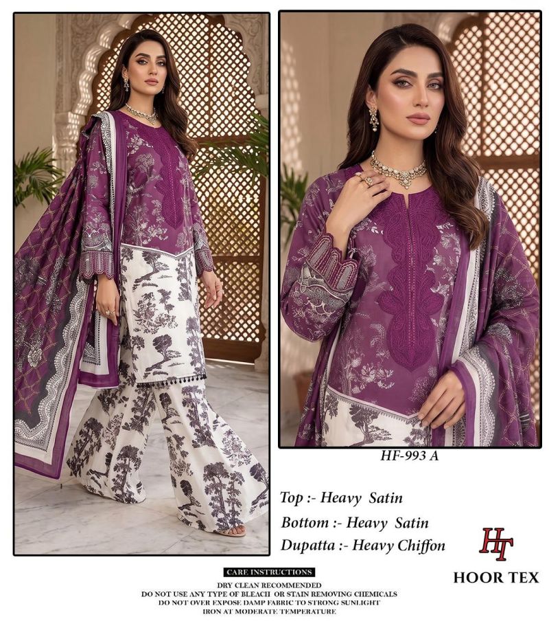 993 A To D By Hoor Tex Satin Readymade Pakistani Suits