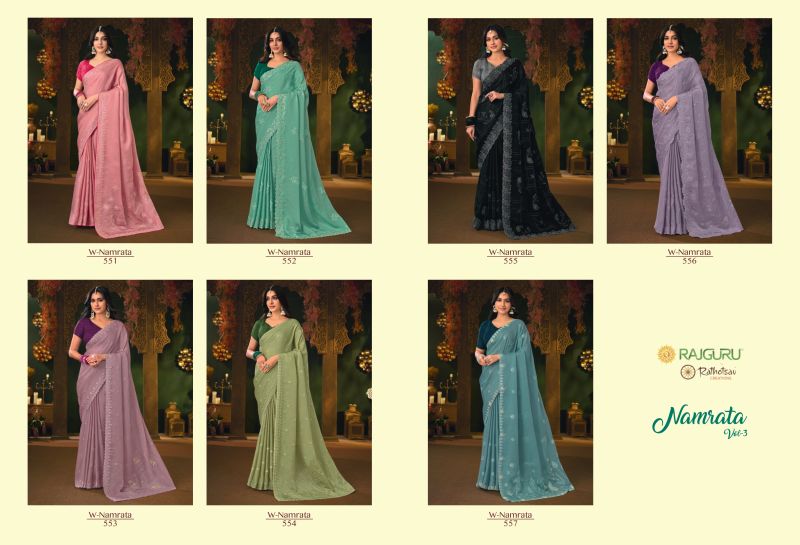 Namrata Vol 3 By Rajguru Silk Chiffon Designer Saree