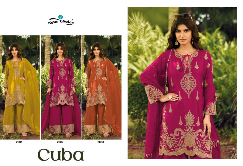 Cuba By Your Choice Designer Chinon Readymade Suits