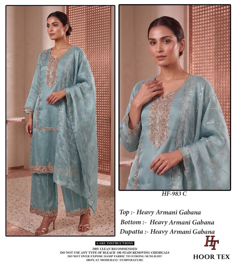 Hoor Tex 983 A To C Armani Gabana Embroidery Salwar Kameez