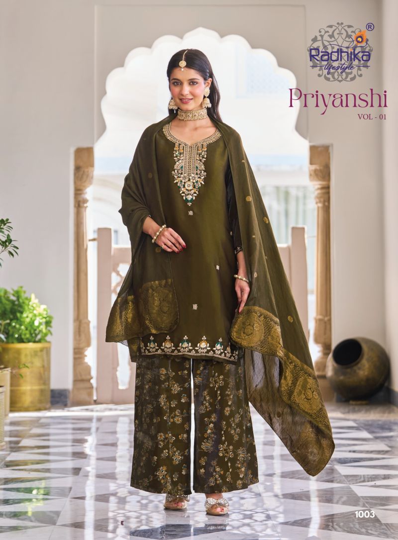 Priyanshi Vol 1 By Radhika Roman Glass Kurti With Bottom Dupatta 