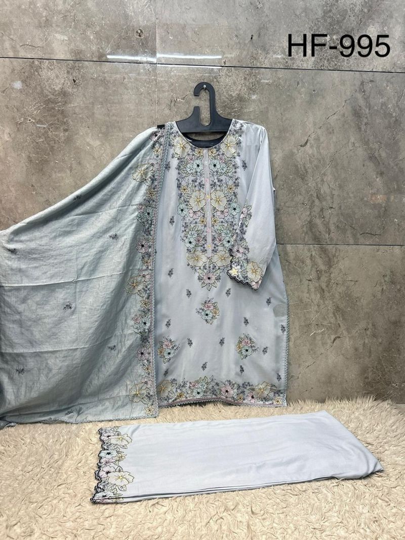 Hoor Tex 995 A To D Rayon Satin Embroidery Salwar Kameez
