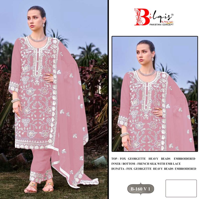 Bilqis B 160 U1 To X1 Fox Georgette Embroidery Salwar Kameez