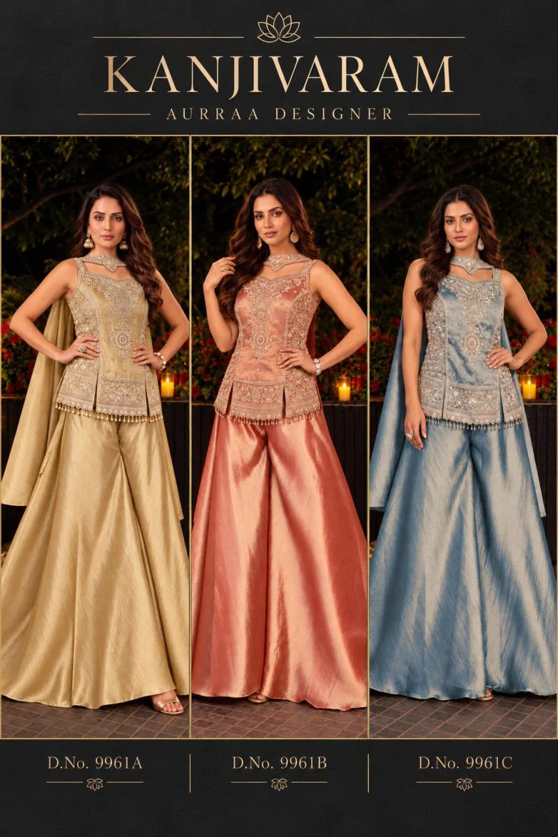 Kanjivaram By Aurraa Premium Silk Beads Work Indo Western