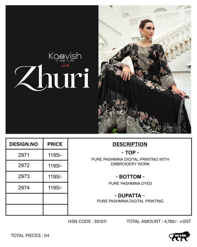 Zhuri By Kaavish Viscose Pashmina Dress Materials