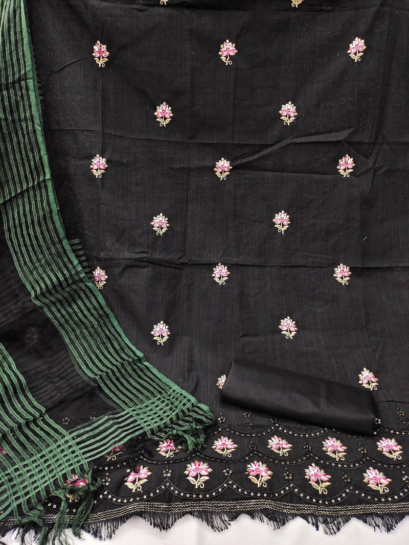 khadi cotton dress material with price Bhagalpuri Khadi Cotton Dress Material with Embroidery Design