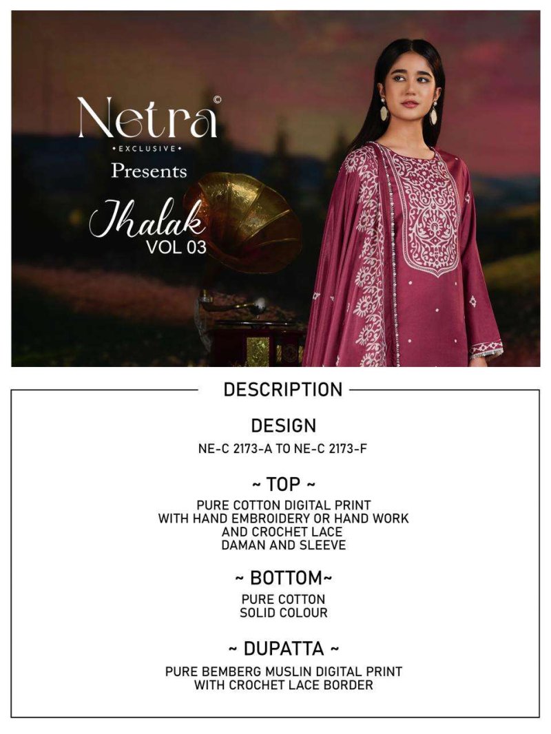 Jhalak Vol 3 By Netra Pure Cotton Digital Printed Salwar Suits