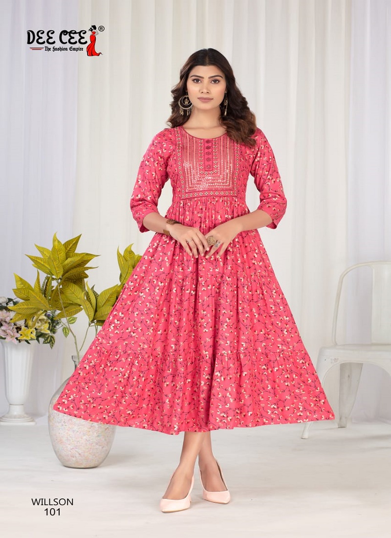 Deecee Willson Casual Wear Fancy Rayon Kurtis Collection - The Ethnic World