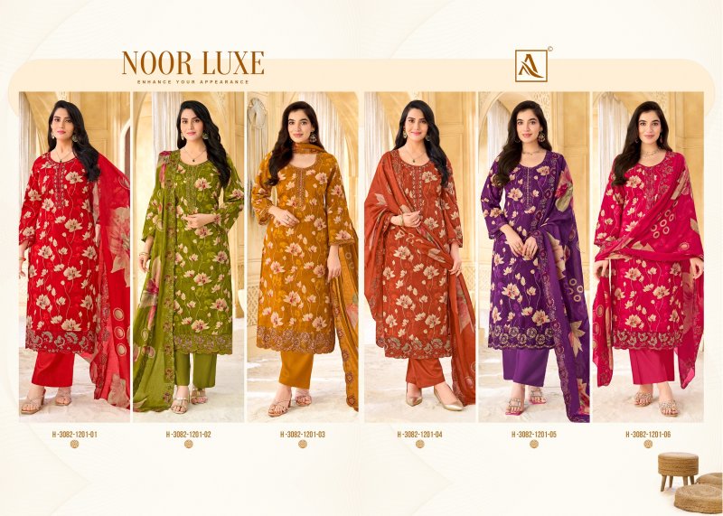 Noor Luxe By Alok Cambric Cotton Foil Printed Dress Material