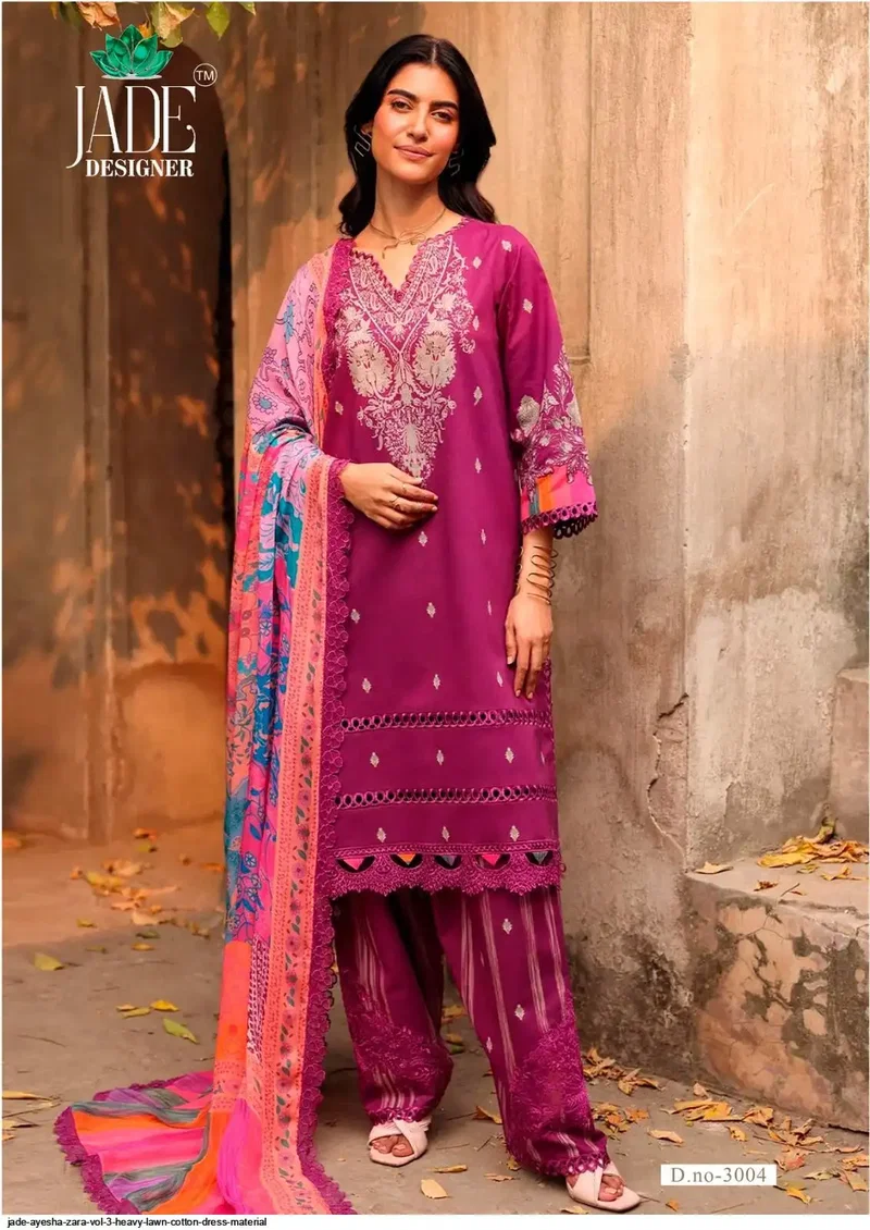 zara cotton dress material Jade Ayesha Zara Vol 2 Lawn Cotton Dress Material wholesale ladies suits  supplier