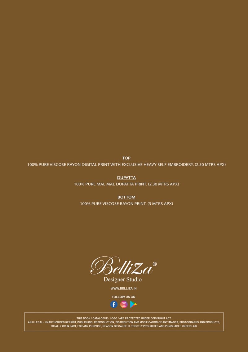 Dilshad Vol 7 Belliza Viscose Rayon Printed Dress Material