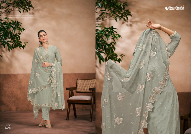 Ruhani By shree Shalika Organza Chiffon Embroidery Dress Material Suppliers  In India - The Ethnic World
