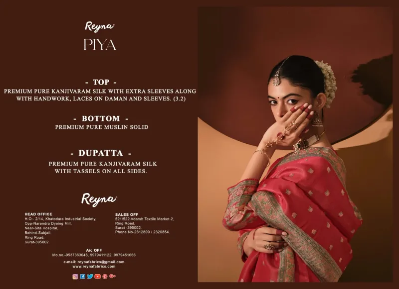Piya By Reyna Kanjivaram Silk Dress Material