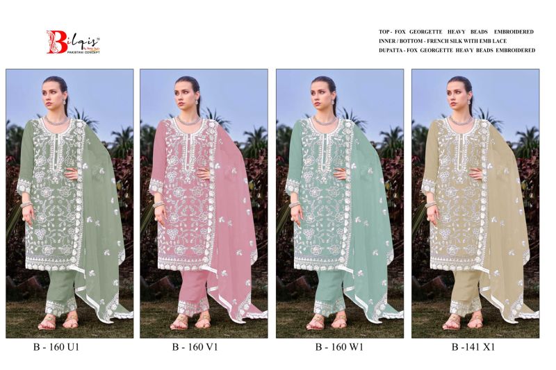 Bilqis B 160 U1 To X1 Fox Georgette Embroidery Salwar Kameez