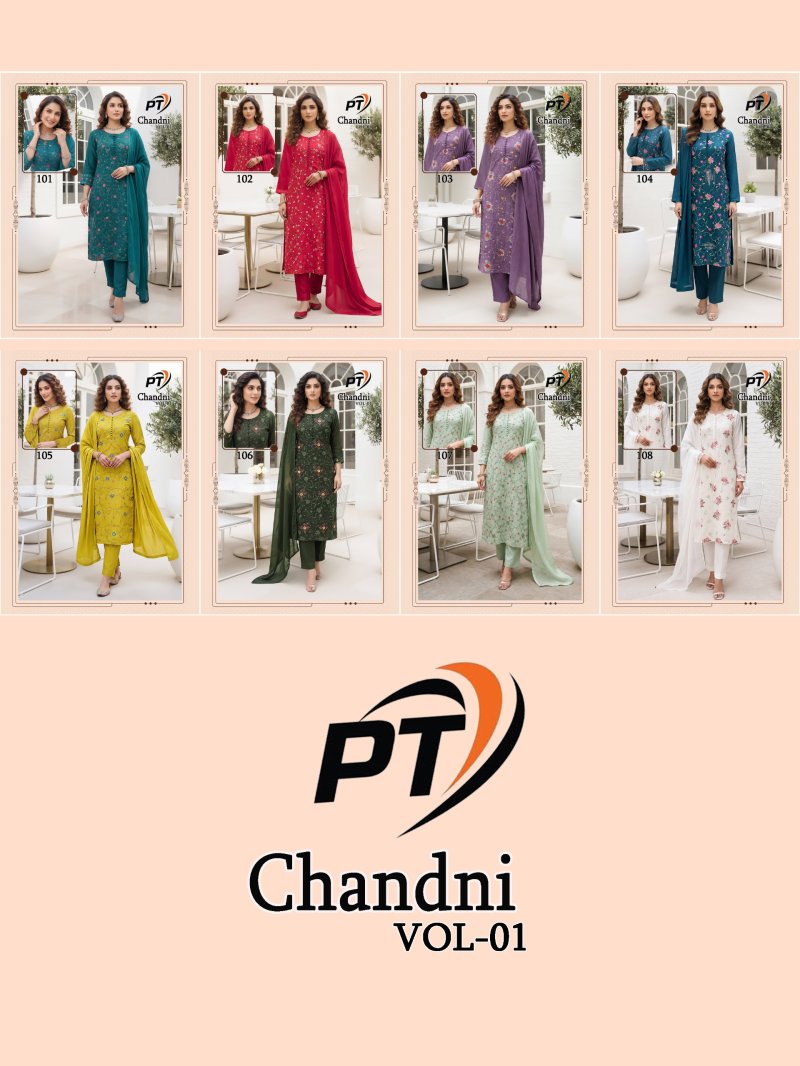 Chandani Vol 1 By Pt Vertical Plan Kurti With Bottom Dupatta