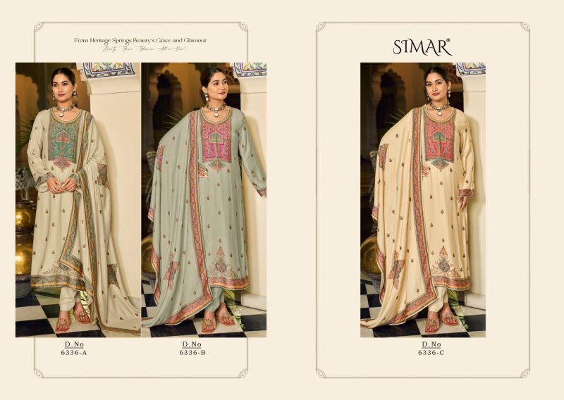 Golden Grace By Glossy Simar Viscose Pashmina Dress Materials 