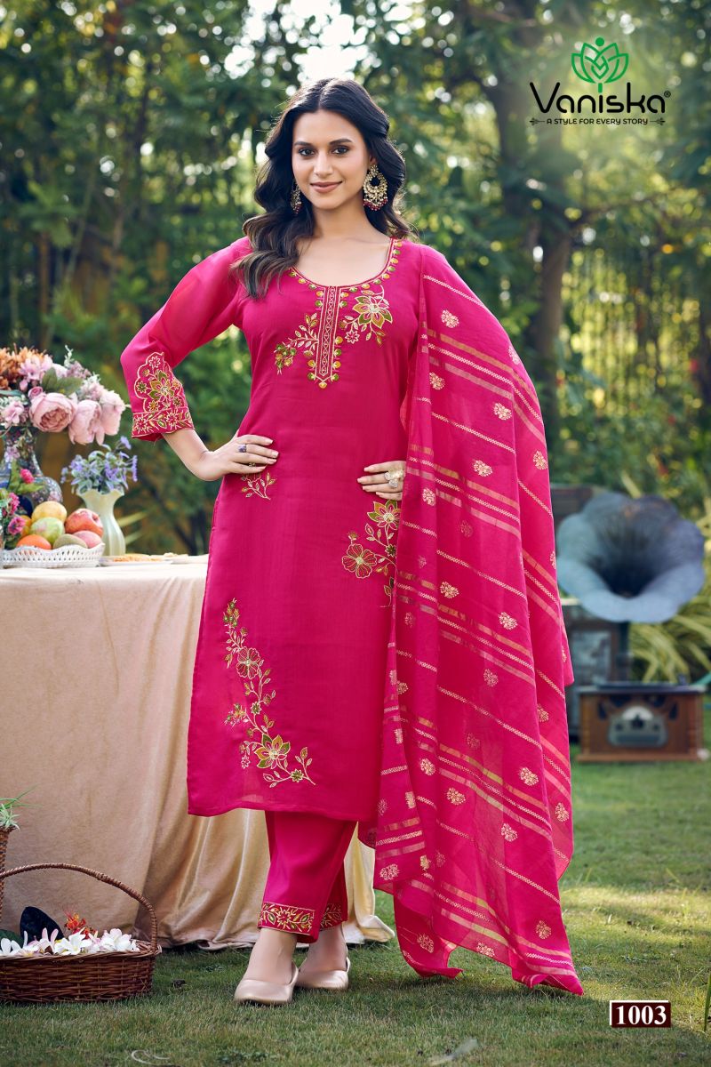Gulzar Vol 1 By Vaniska Mal Chanderi Silk Kurti With Bottom Dupatta