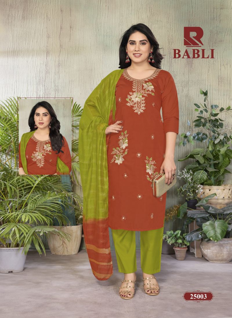 Babli By Raashi Roman Silk Embroidery Kurti With Bottom Dupatta