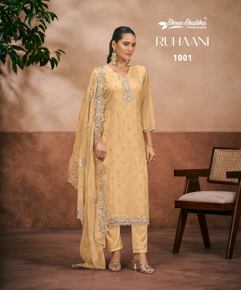 Ruhani By shree Shalika Organza Chiffon Embroidery Dress Material Suppliers  In India - The Ethnic World