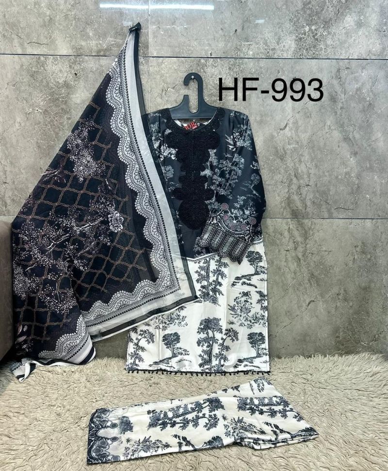 993 A To D By Hoor Tex Satin Readymade Pakistani Suits