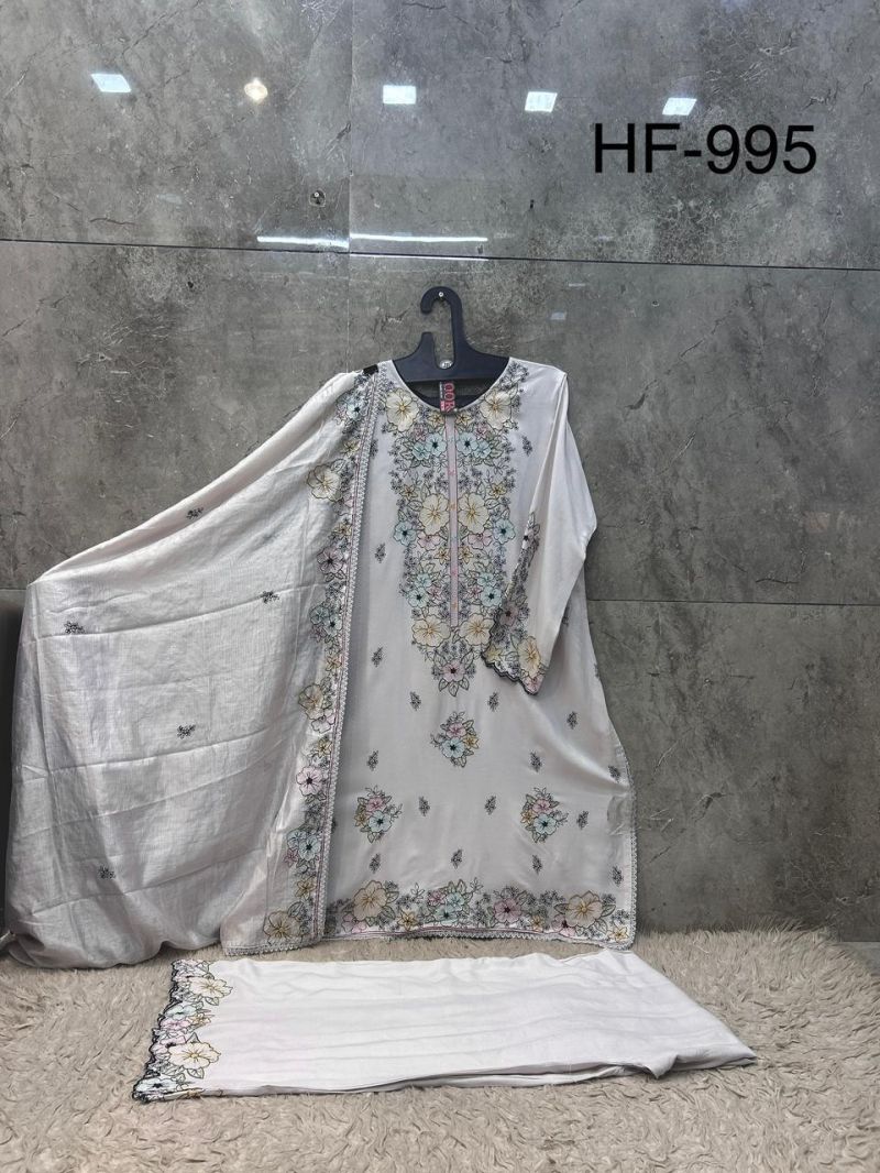 Hoor Tex 995 A To D Rayon Satin Embroidery Salwar Kameez