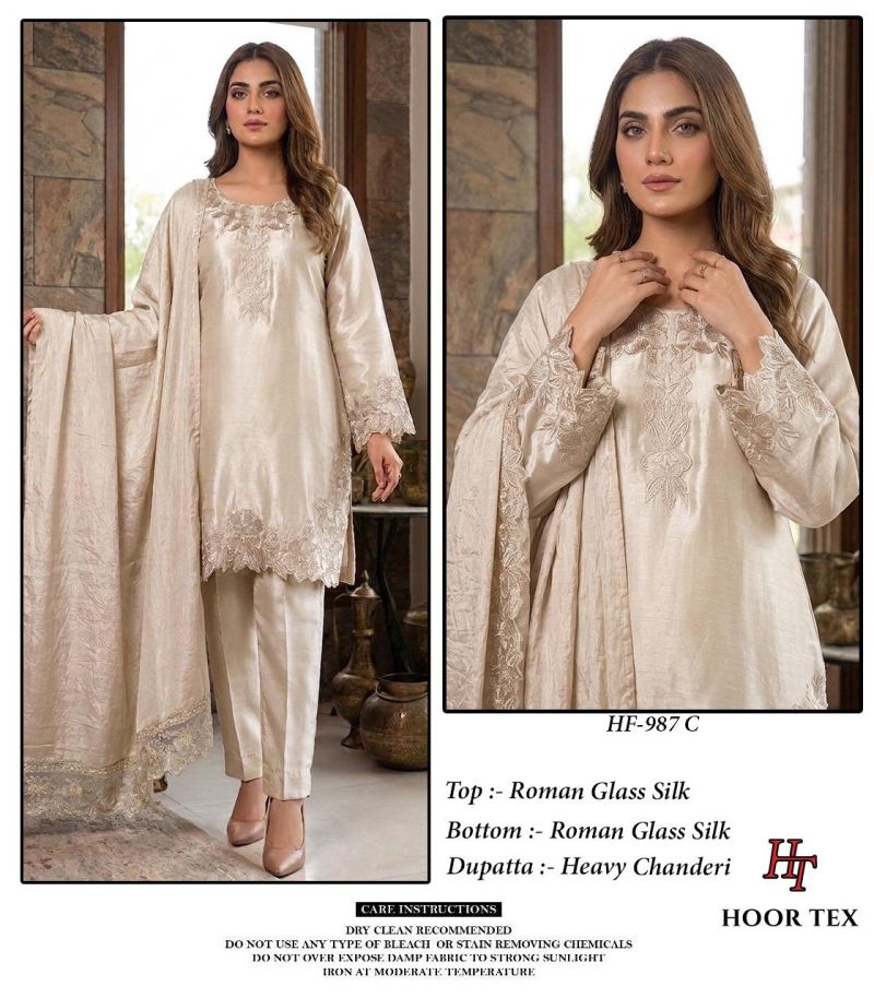 987 A To D By Hoor Tex Roman Glass Silk Salwar Kameez 