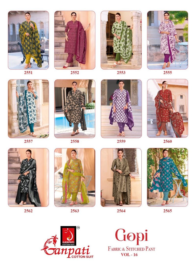 Gopi Vol 16 By Ganpati Cotton Printed Readymade Dress