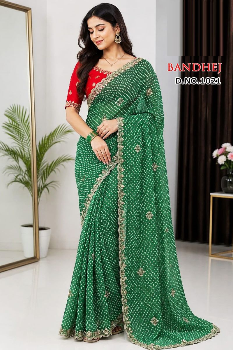 Bandhej Vol 1 By Sw Georgette Bandhani Printed Designer Saree