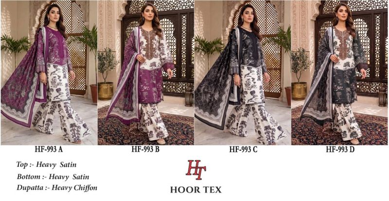 993 A To D By Hoor Tex Satin Readymade Pakistani Suits